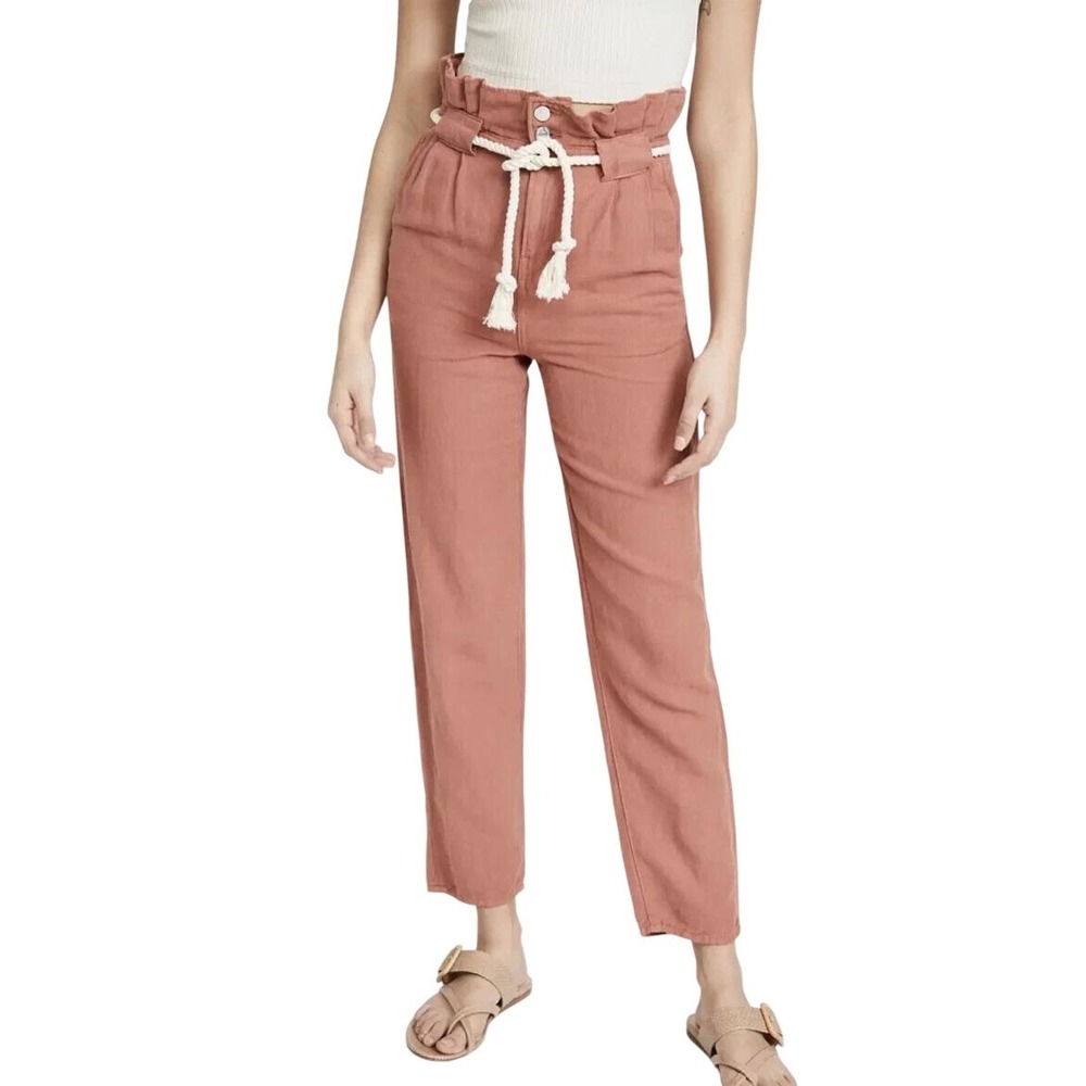 Veronica Beard Women's Karter Pleated High Rise Cropped Pants in Mocha Size 10